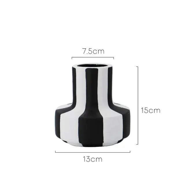 Black And White Striped Ceramic Vase - Vivareflex Online