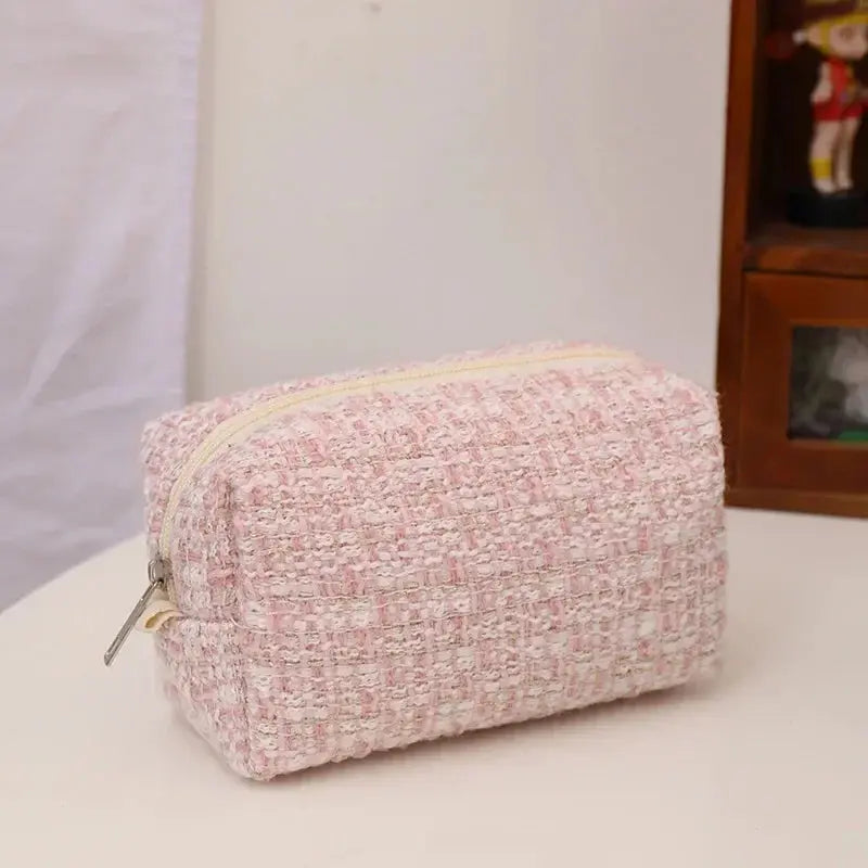 Black Canvas Plaid Travel Cosmetic Lipstick Storage Bag Cute Girls Makeup Handbags Organizer Stationery Pencil Cases Pouch Bag Ultimate Bag Store
