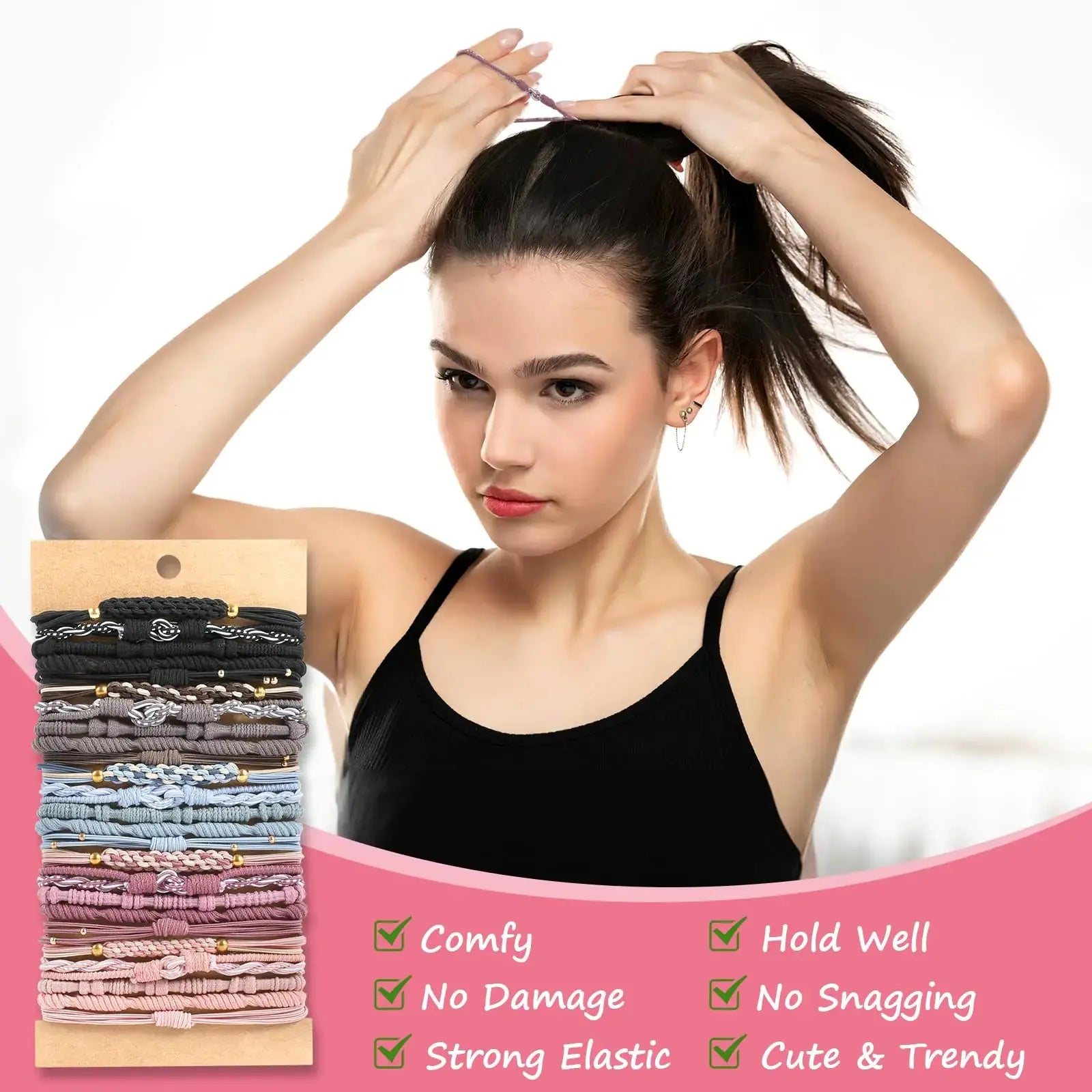 Boho Hair Tie Bracelets – 25 PCS in 5 Stylish Designs, No Damage Elastic Bands - Vivareflex Online