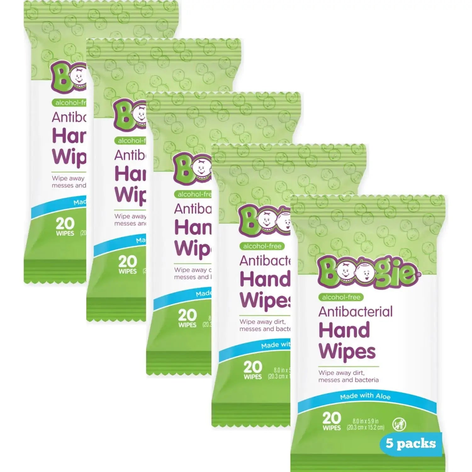 Boogie Antibacterial Hand Wipes - Alcohol-Free, Hypoallergenic & Moisturizing Aloe - Vivareflex Online