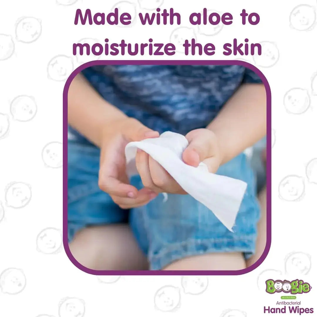 Boogie Antibacterial Hand Wipes - Alcohol-Free, Hypoallergenic & Moisturizing Aloe - Vivareflex Online