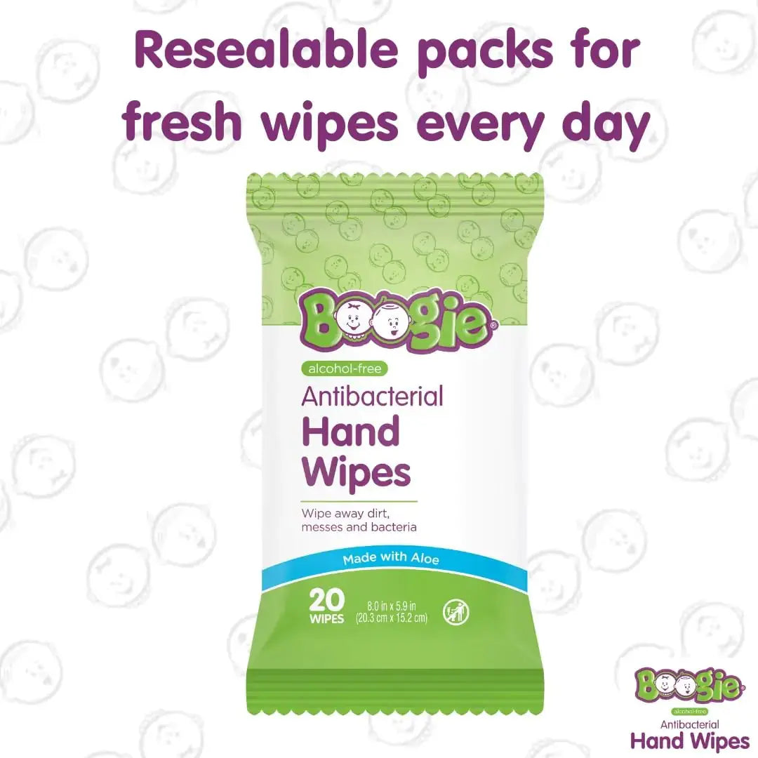 Boogie Antibacterial Hand Wipes - Alcohol-Free, Hypoallergenic & Moisturizing Aloe - Vivareflex Online