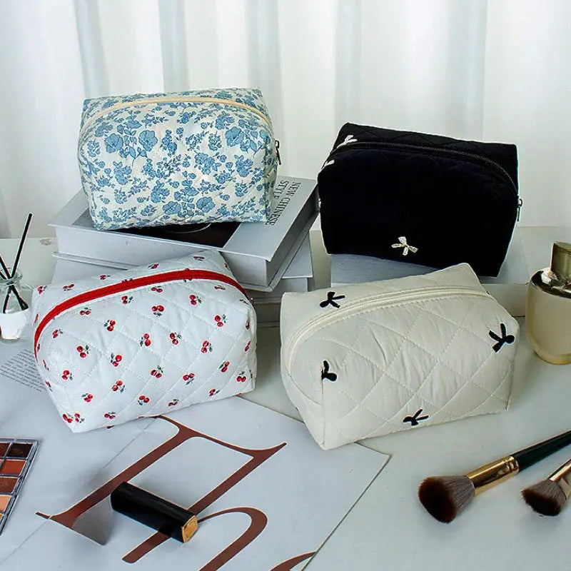 Bow Floral Women's Cosmetic Bags Cute Girls Sanitary Napkin Storage Bag Sanitary Pad Pouch Small Cosmetic Organizer Makeup Bag Ultimate Bag Store