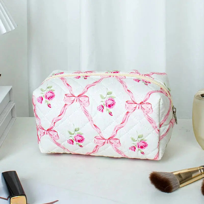 Bow Floral Women's Cosmetic Bags Cute Girls Sanitary Napkin Storage Bag Sanitary Pad Pouch Small Cosmetic Organizer Makeup Bag Ultimate Bag Store