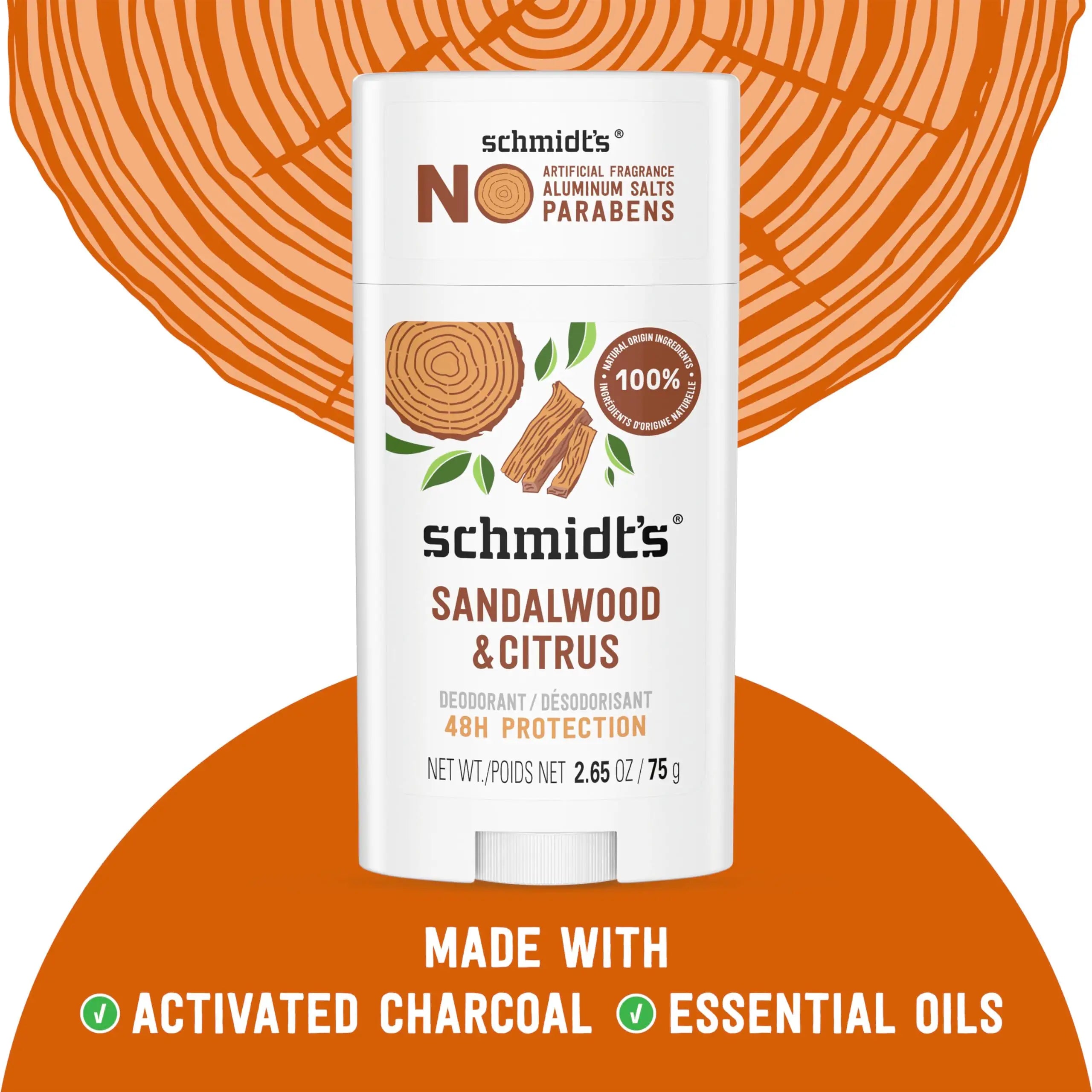 Schmidt's Aluminum-Free Vegan Deodorant - Sandalwood & Citrus (2 Count)