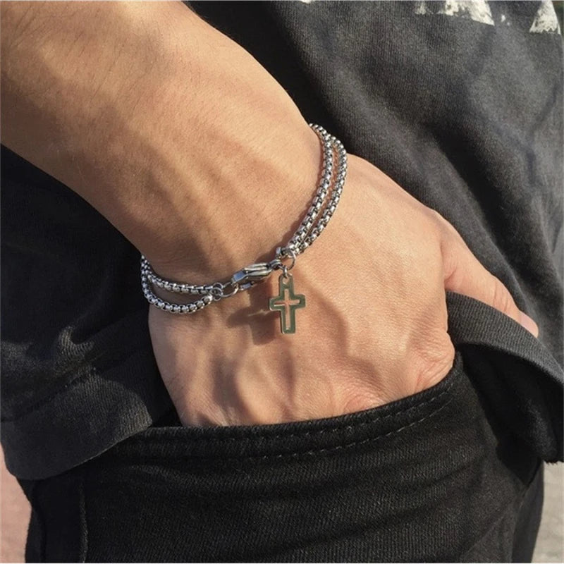 Hollow Double Chain Cross Pendant for Men Vivareflex Online