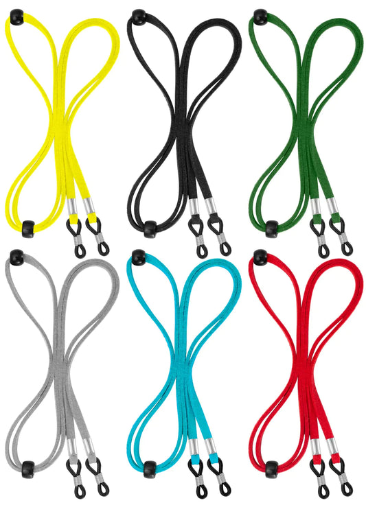 BILIONE Lot de 6 sangles de lunettes de qualité supérieure, support de lunettes multicolore pour femmes, hommes et enfants, noir, jaune, vert, rouge, gris, bleu ciel