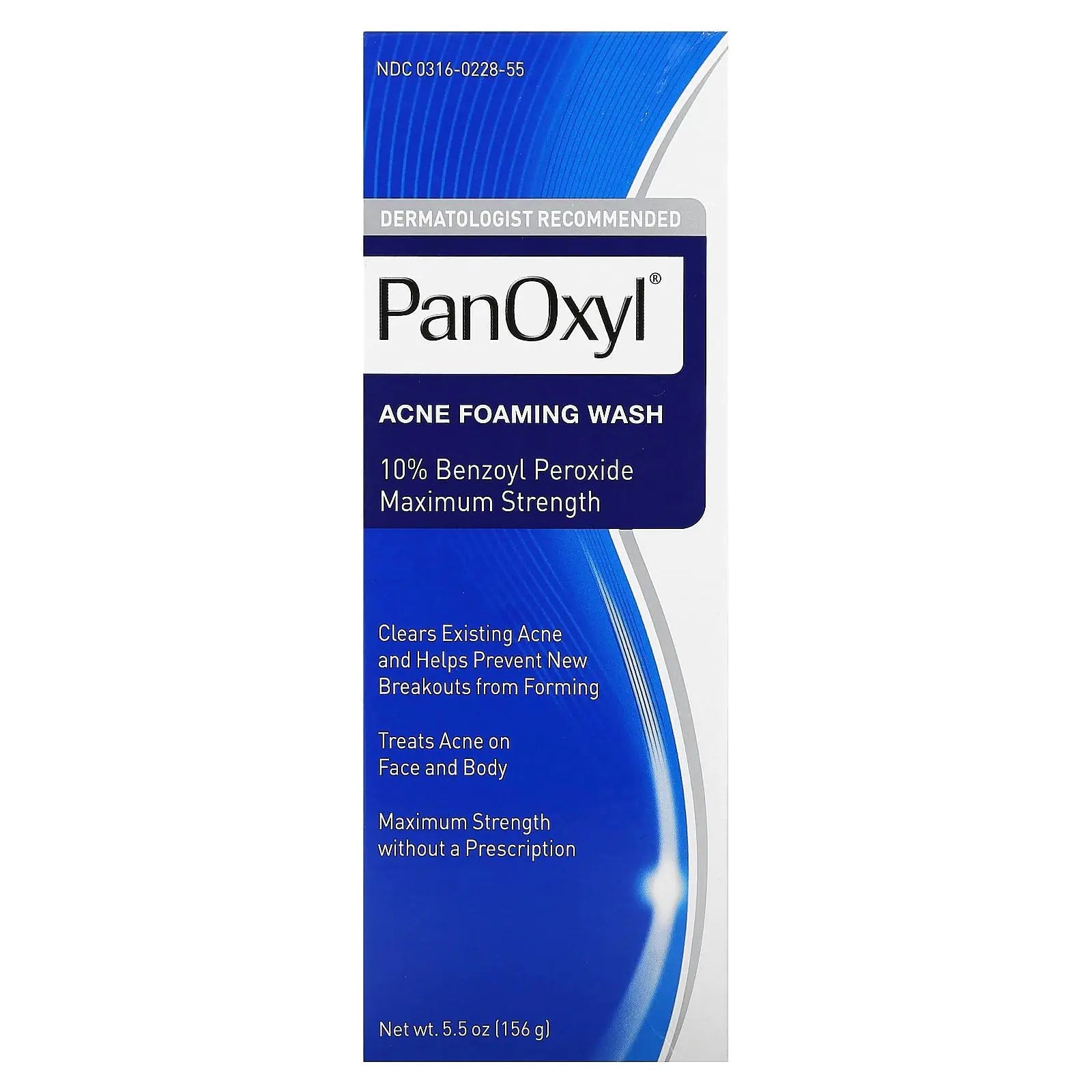 Jabón espumoso para el acné PanOxyl con peróxido de benzoilo al 10 % y máxima potencia antimicrobiana, 5,5 oz, sin fragancia, 5,5 oz (paquete de 1) 