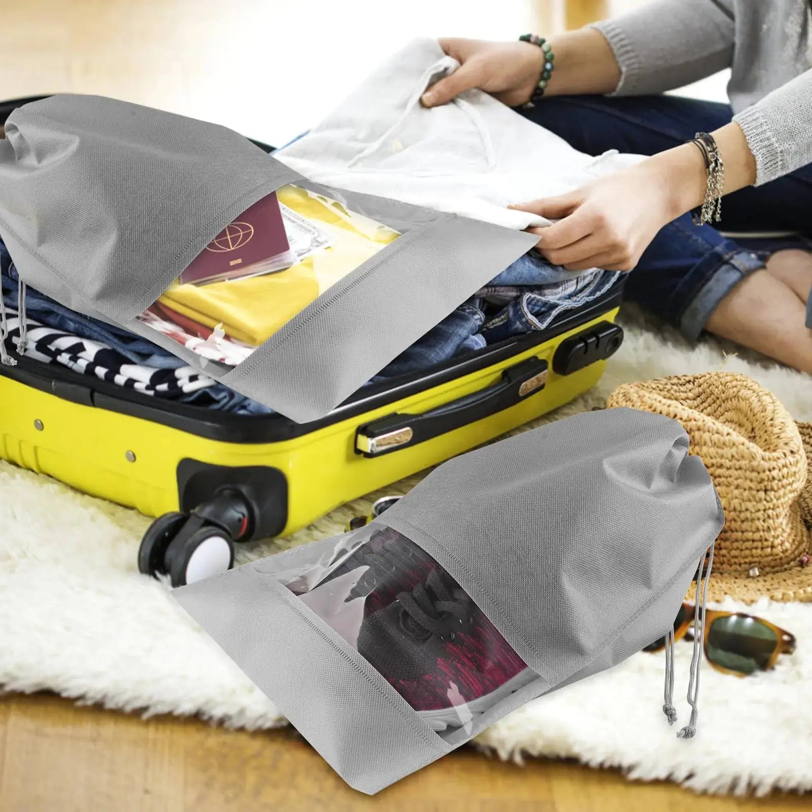 COIDEA Shoe Bags Travel - Non-Woven Drawstring Travel_Vivareflex_Online