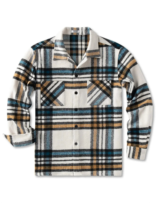 COOFANDY Men's Flannel Shirts Casual Button Down Plaid Shirt Jacket Long Sleeve Fleece Shacket with Pockets - Vivareflex Online