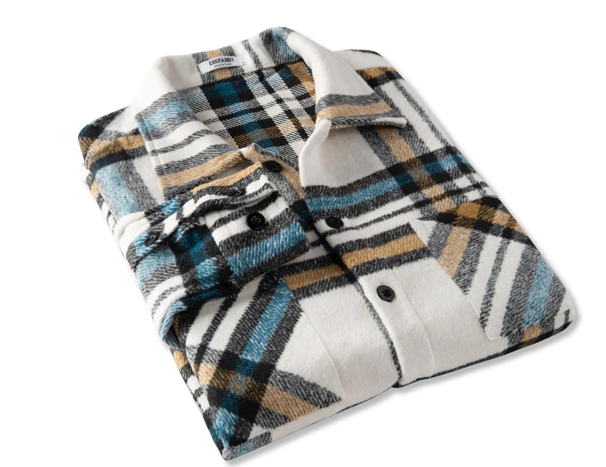 COOFANDY Men's Flannel Shirts Casual Button Down Plaid Shirt Jacket Long Sleeve Fleece Shacket with Pockets - Vivareflex Online