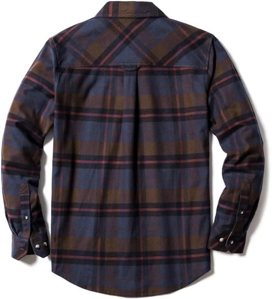 CQR Men All Cotton Flannel Shirt - Long Sleeve Casual Button Up Plaid_Vivareflex_Online