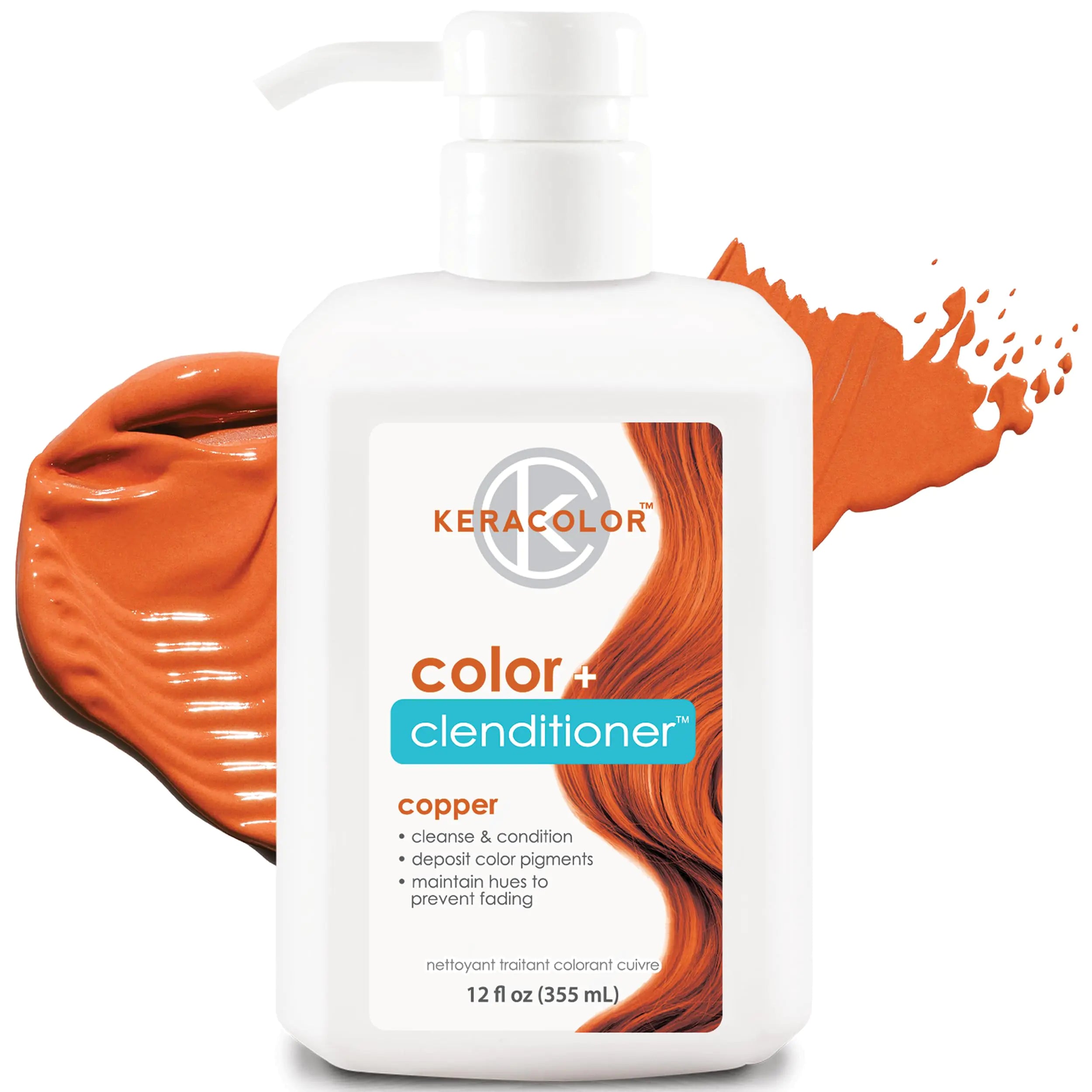 Tinte para cabello Keracolor Clenditioner (22 colores), acondicionador semipermanente que deposita color, cobre de 12 onzas líquidas 