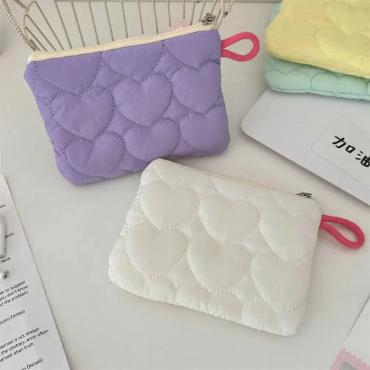 Candy Color Heart Shaped Cosmetic Bag Women Portable Earphones Lipstick Sanitary Napkins Storage Pouch Small Makeup Zipper Bags Ultimate Bag Store