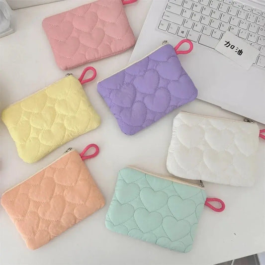 Candy Color Heart Shaped Cosmetic Bag Women Portable Earphones Lipstick Sanitary Napkins Storage Pouch Small Makeup Zipper Bags Ultimate Bag Store