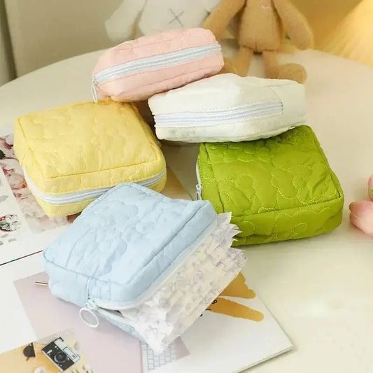 Candy Color Square Small Cosmetic Bag Women Portable Earphones Lipstick Sanitary Napkins Storage Pouch Small Makeup Zipper Bags Ultimate Bag Store