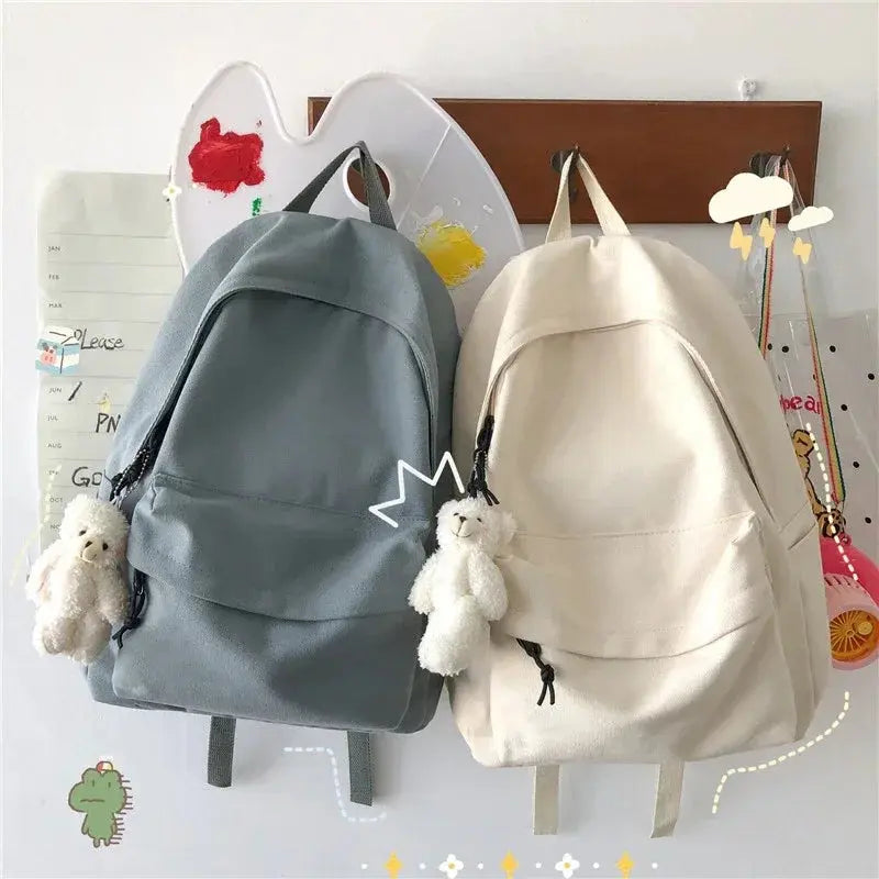 Canvas Fashion Backpack - Solid Color Travel & School Bag for Students Ultimate Bag Store