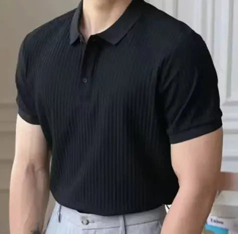 Casual Knit Ribbed Polo Shirt for Men Vivareflex Online