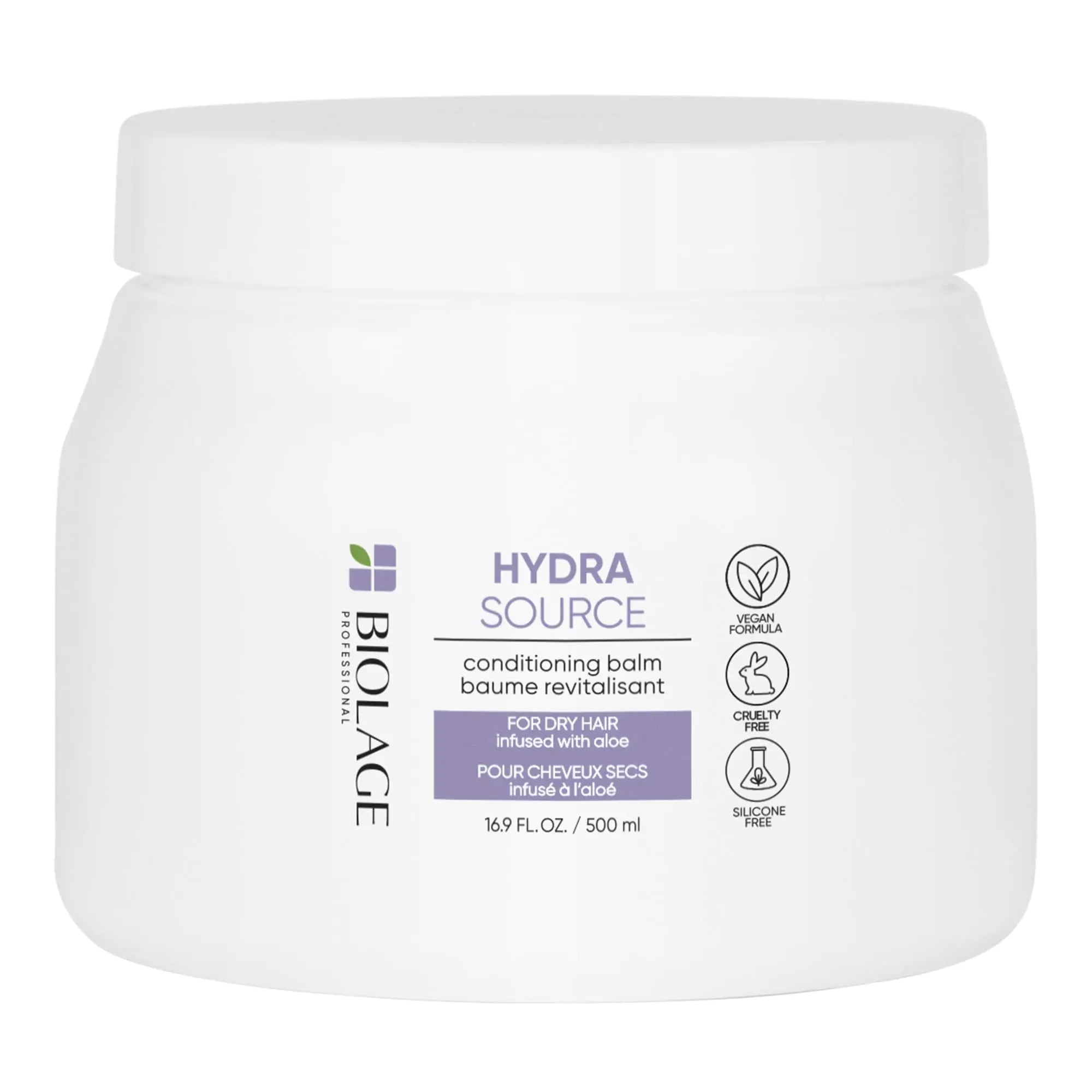 Bálsamo acondicionador Biolage Hydra Source | Acondicionador profundo | Hidrata, nutre y repara el cabello seco y dañado | Hidratante | Vegano y sin sulfatos | Para cabello medio a grueso 16,9 onzas líquidas (paquete de 1) 