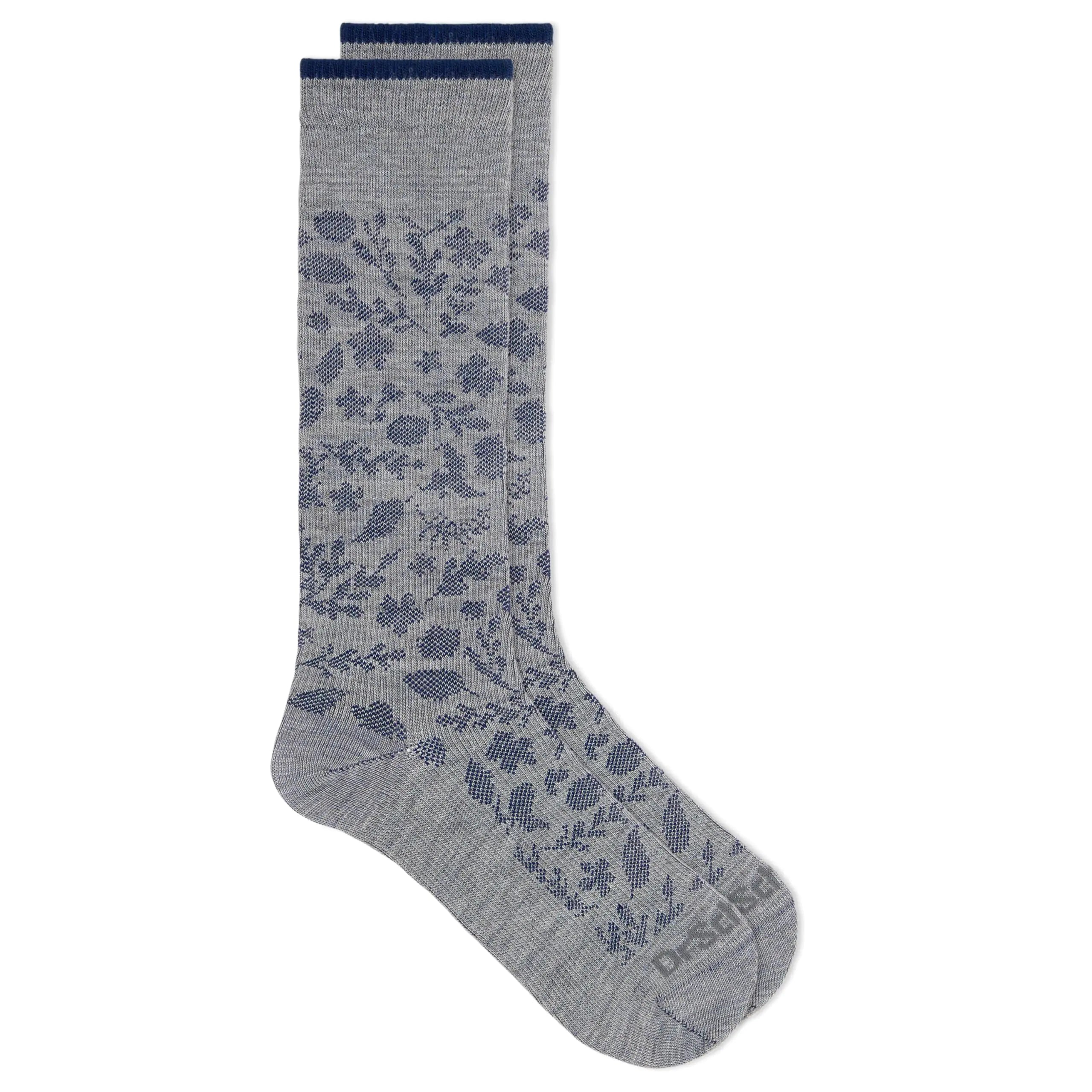 Calcetines hasta la rodilla de compresión graduada para mujer de Dr. Scholl's: comodidad y alivio de la fatiga, gris, estampado floral morado (1 par), talla 4-10 