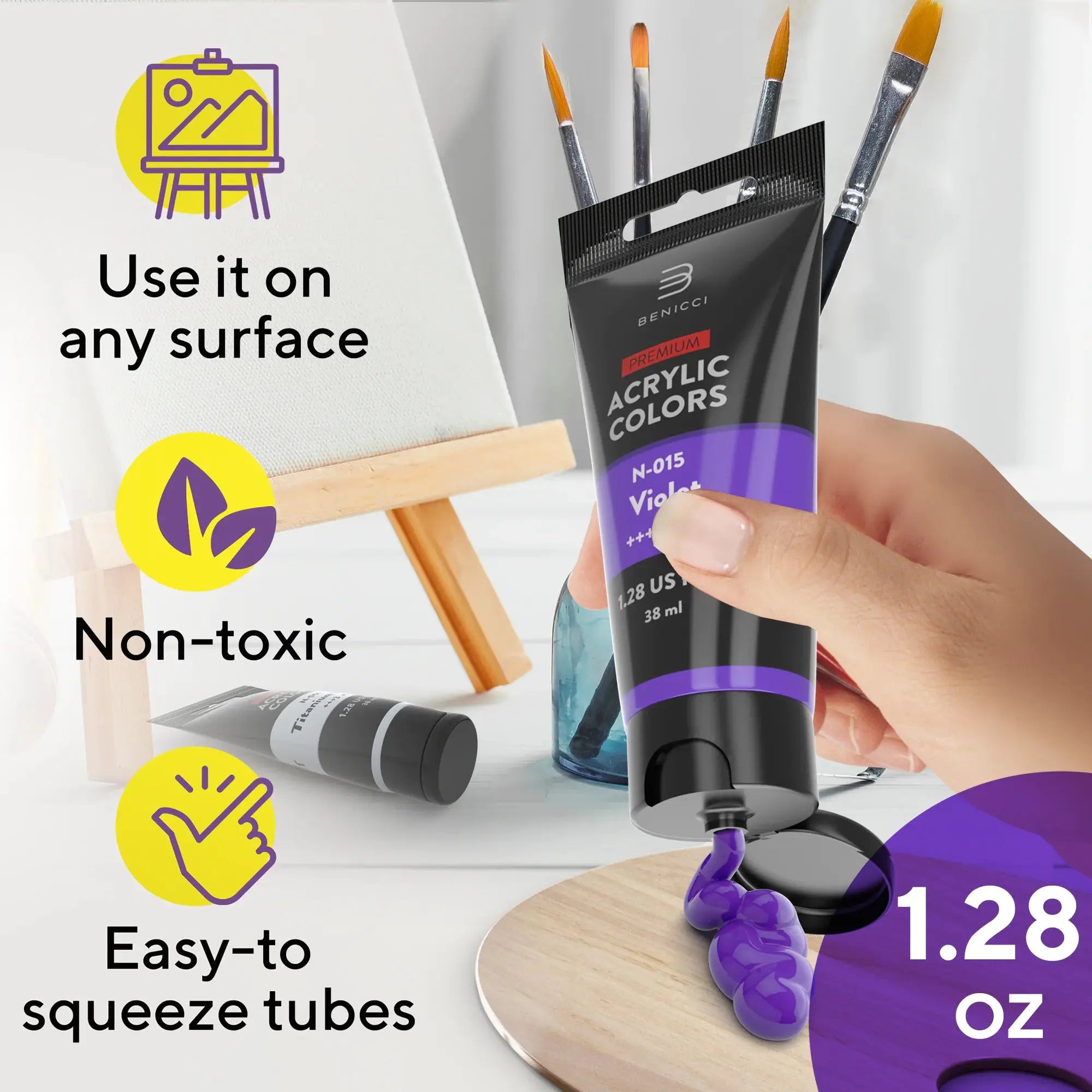 Color Creations Acrylic Paint Set - 24 Colors & 6 Brushes Vivareflex Online