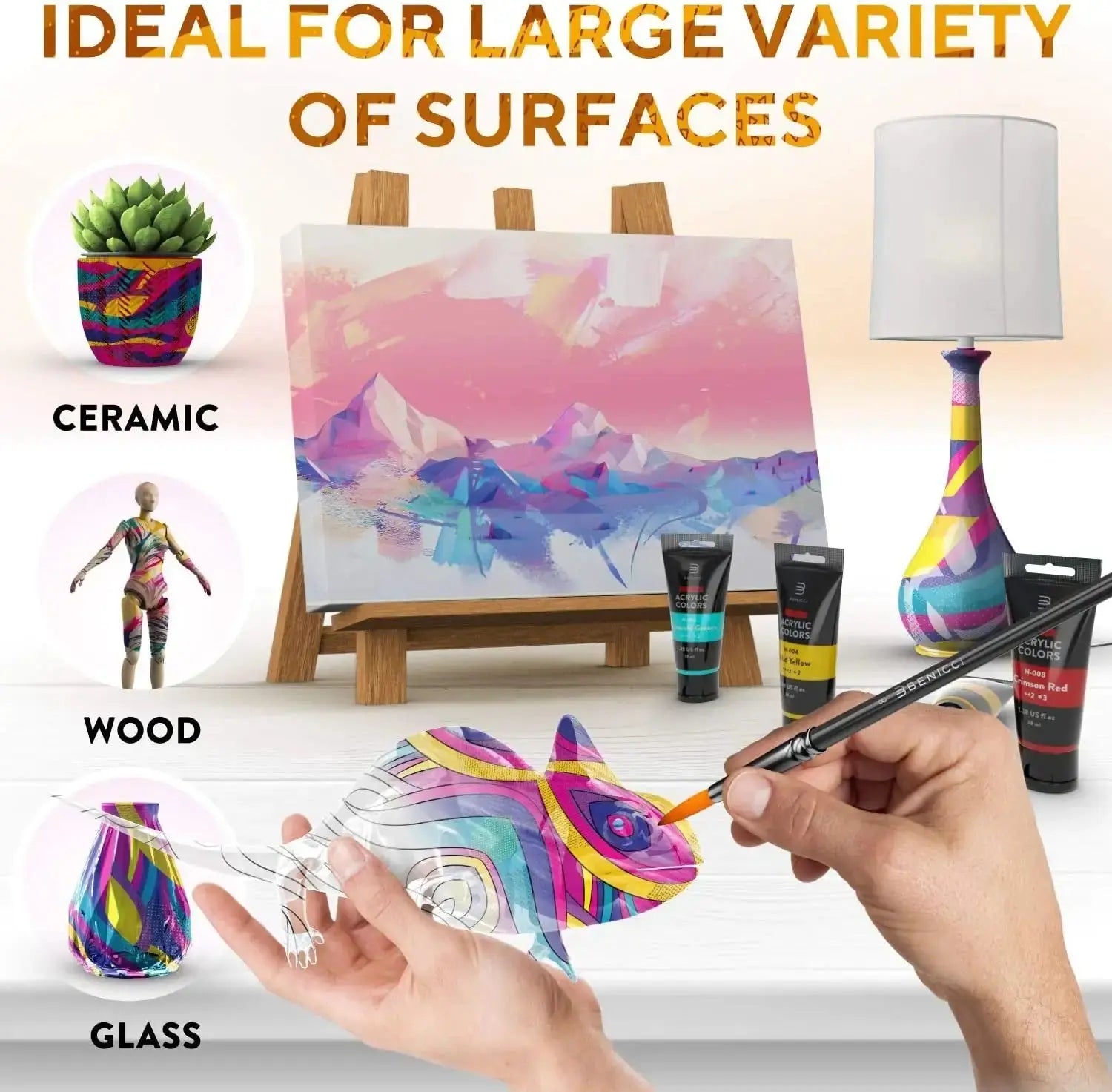 Color Creations Acrylic Paint Set - 24 Colors & 6 Brushes Vivareflex Online
