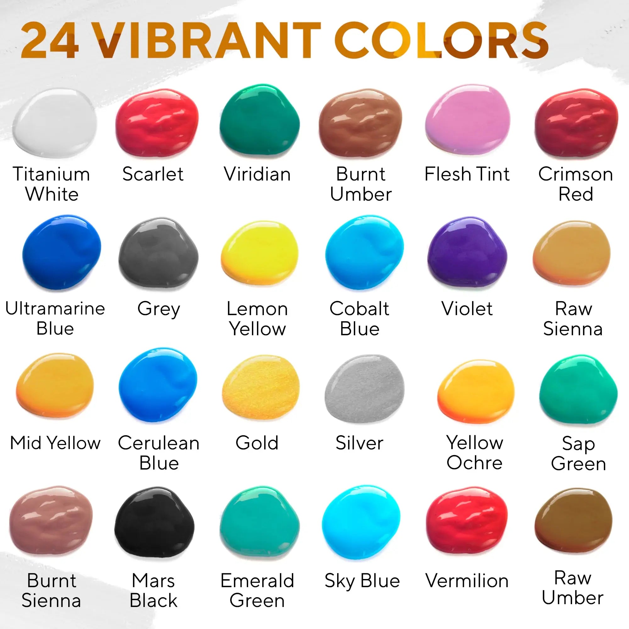 Color Creations Acrylic Paint Set - 24 Colors & 6 Brushes Vivareflex Online