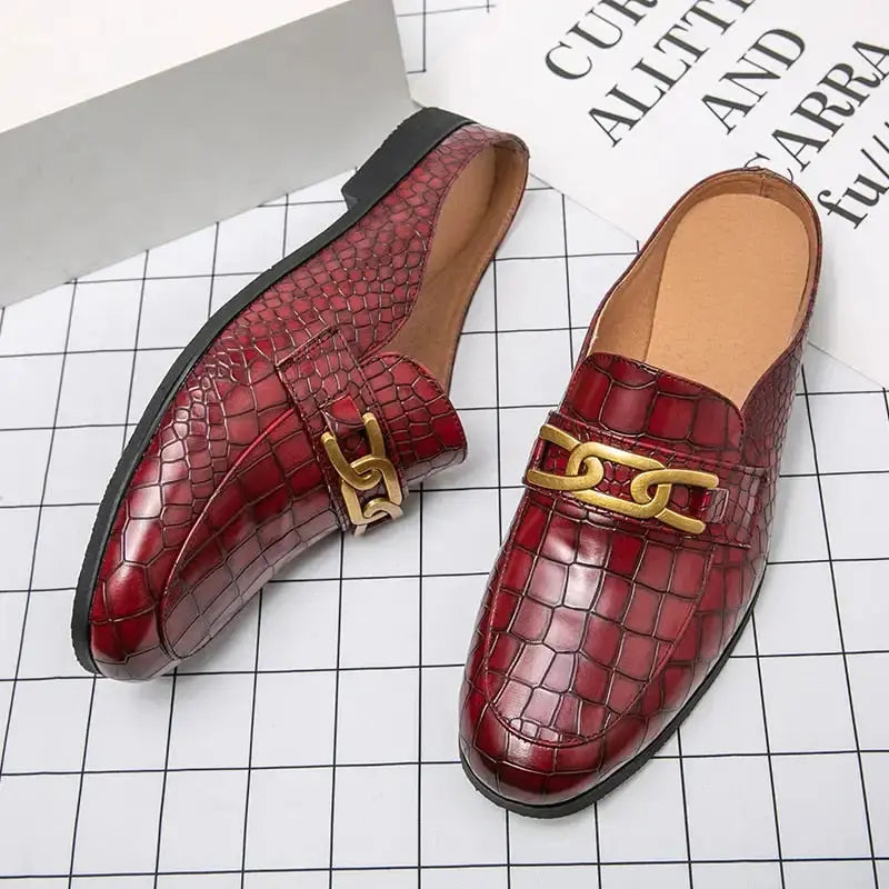Crocodile Pattern Leather Mules Slippers for Men Vivareflex Online