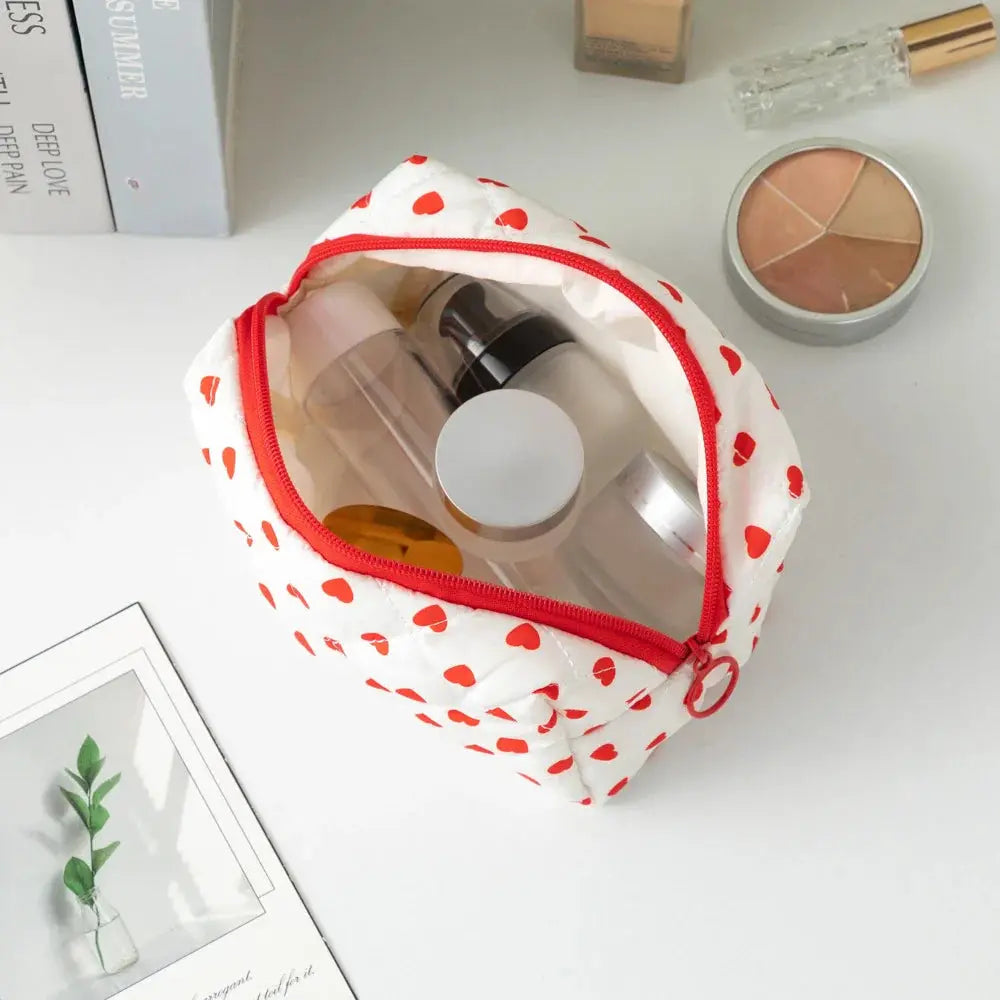 Cute Love Travel Cosmetic Lipstick Brush Storage Bag Toiletry Kit Women Kawaii Makeup Handbags Organizer Pouch Bags Pencil Case Ultimate Bag Store