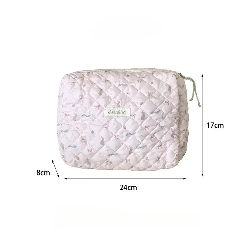 Cute Pink Women's Cosmetic Bag Make Up Case Cotton Travel Storage Bags Portable Wash Makeup Bag Large Clutch Purse Handbags Ultimate Bag Store