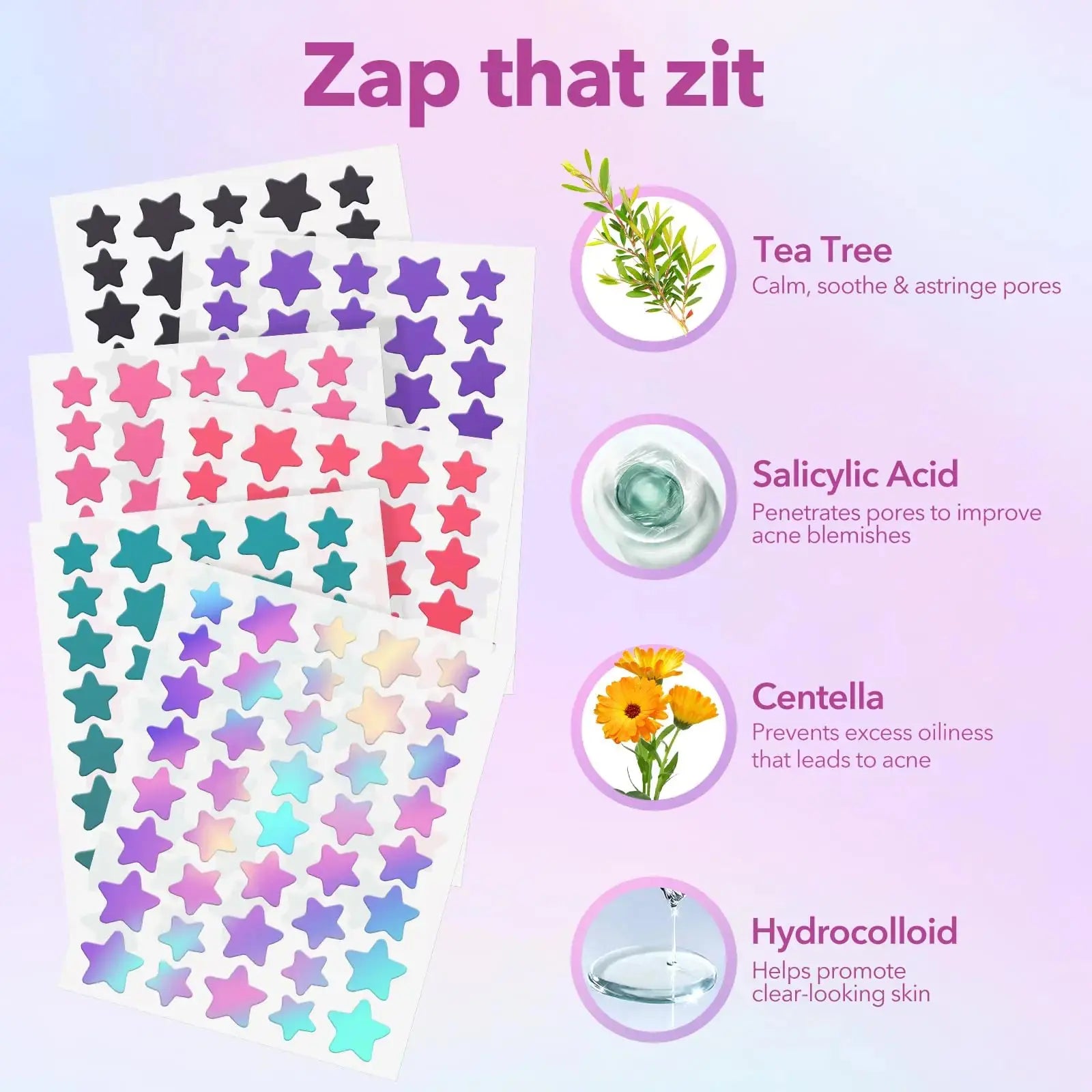 Cute Star Hydrocolloid Acne Patches with Tea Tree & Salicylic Acid - Vivareflex Online