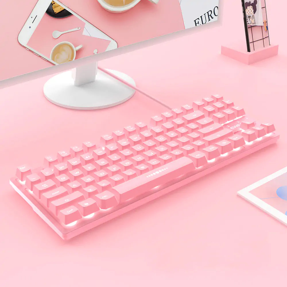 Ensemble clavier et souris filaire rose mignon