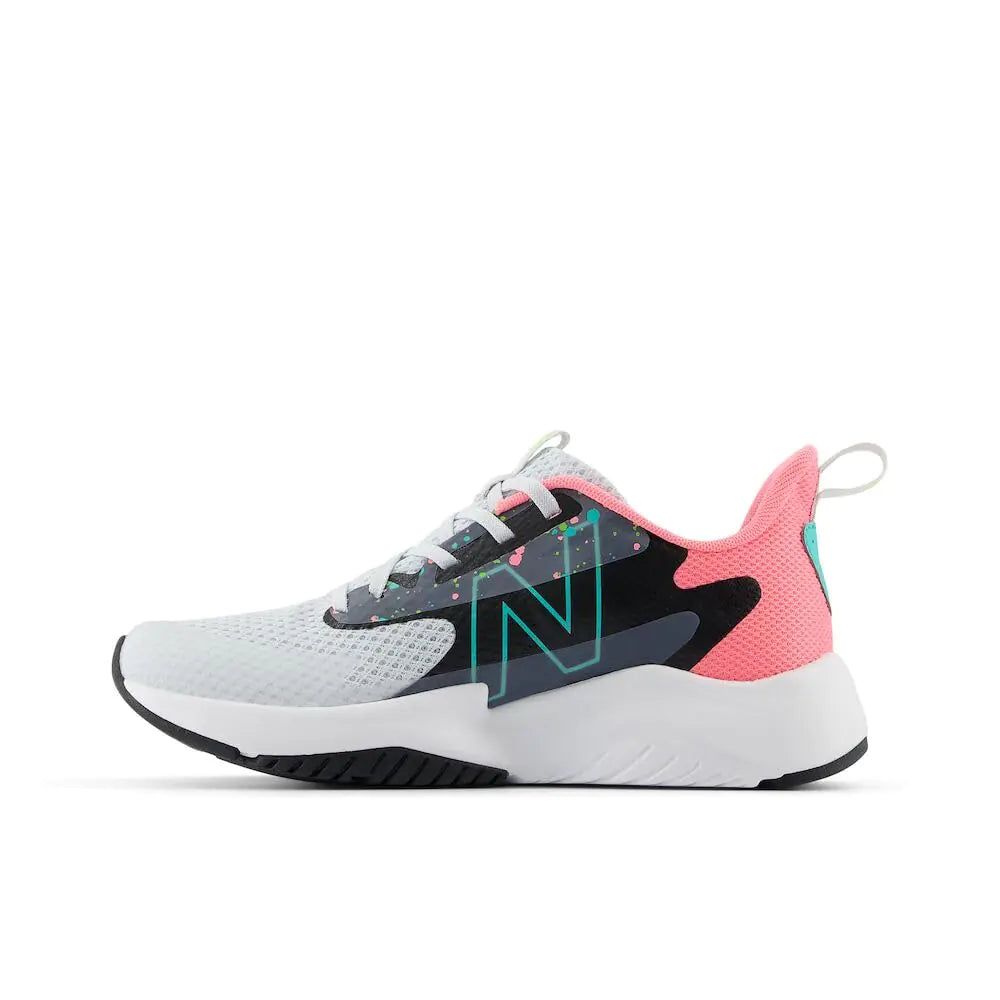 New Balance unisex-child Rave Run V2 Lace-up 12 Little Kid Quartz Grey/Ultra Pink/Cyber Jade - Vivareflex Online