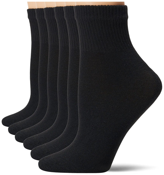 Hanes womens Ultimate Comfort Toe Seamed Ankle Socks Pack Of 6 5-9 Black - 6 Pack