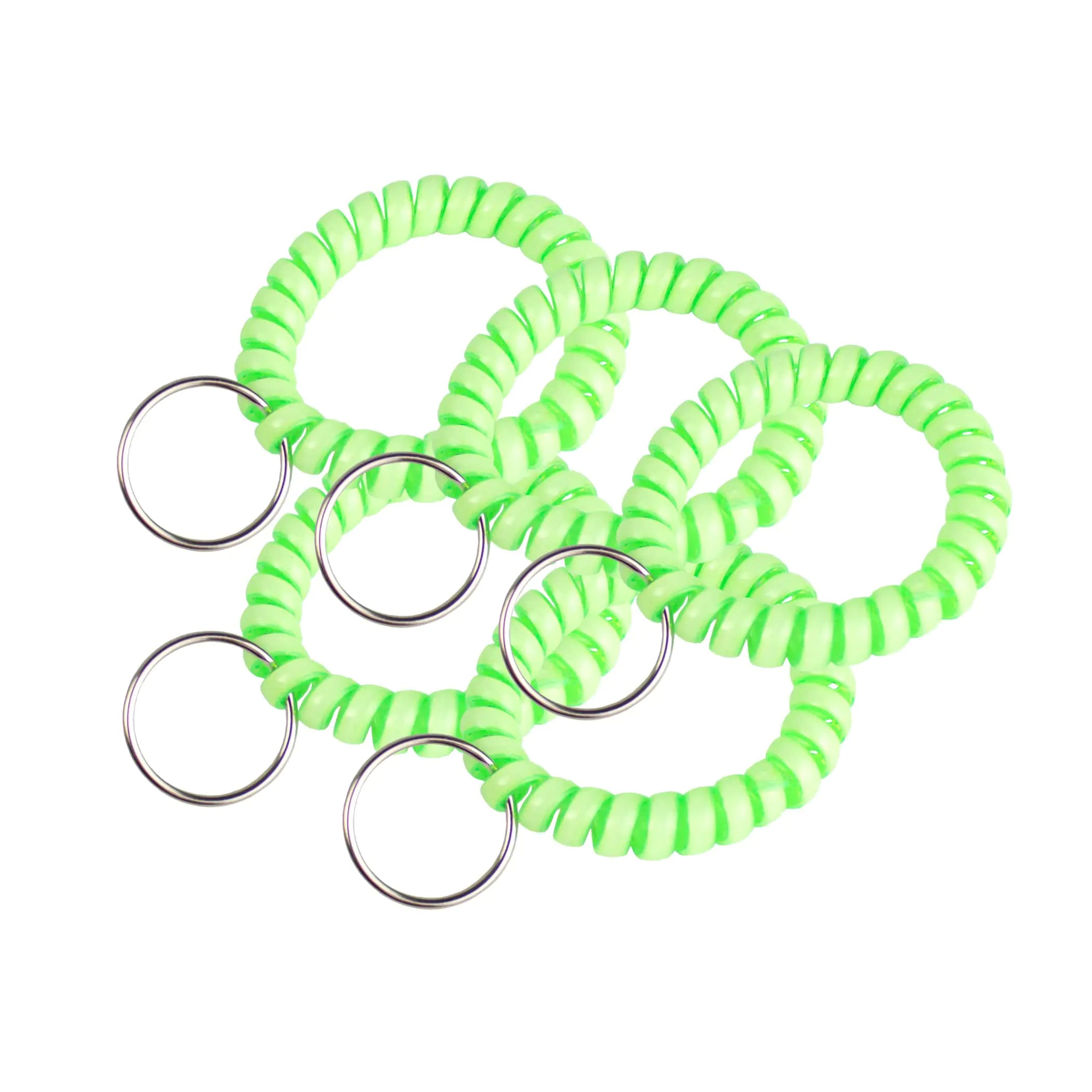 Lucky Line 2” Diameter Spiral Wrist Coil with Steel Key Ring, Flexible Wrist Band Key Chain Bracelet, Stretches to 12”