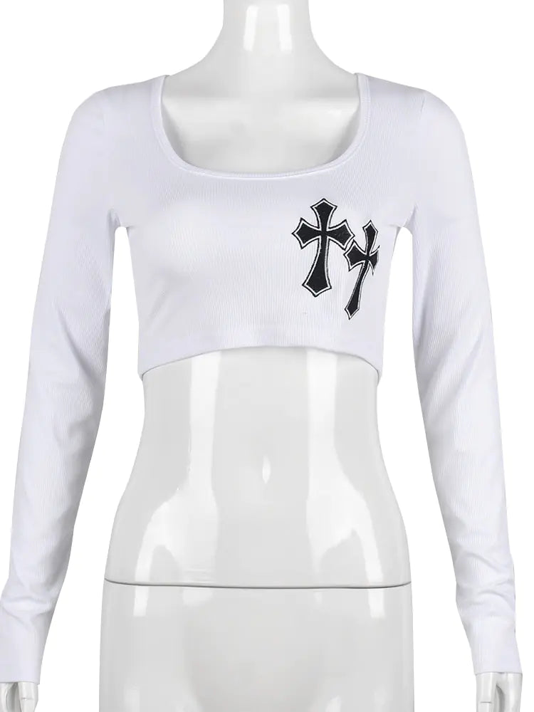 Cross Embroidered Crop Top for Women Vivareflex Online