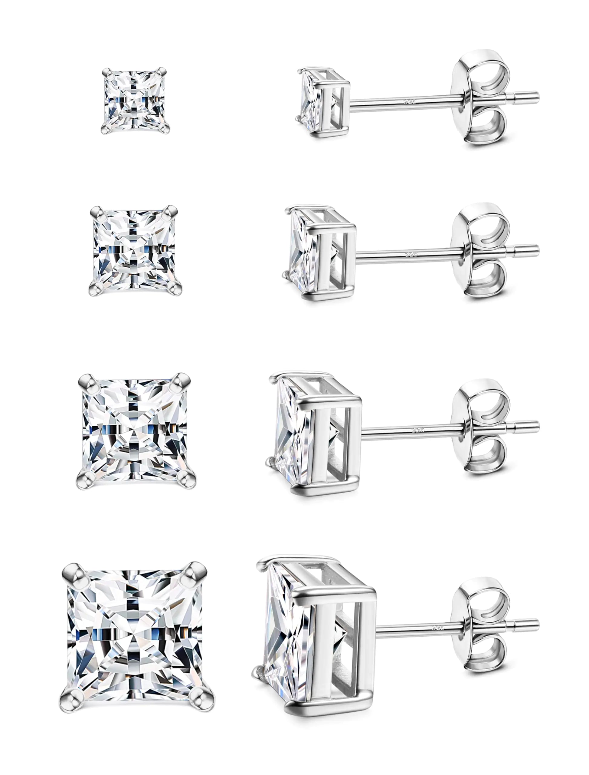 MILACOLATO Cubic Zirconia Stud Earrings for Women Men | 18K Gold Plated Hypoallergenic Sterling Silver Post Earrings