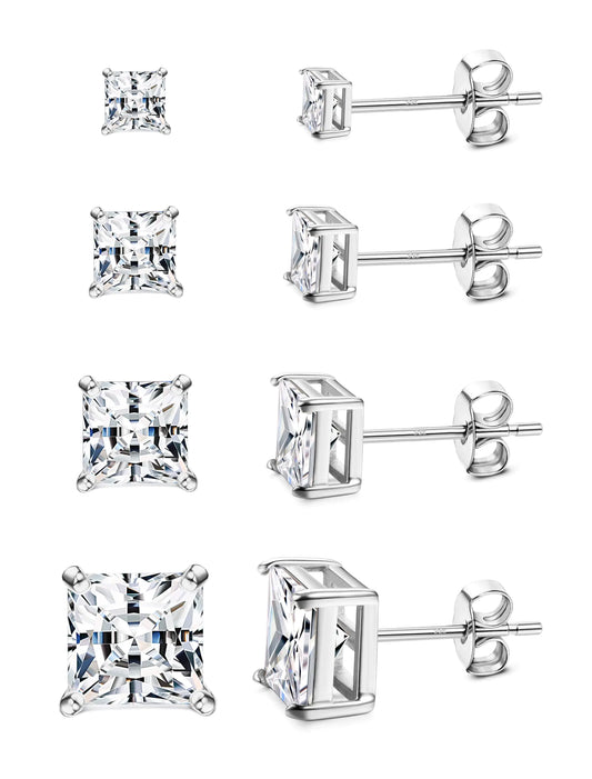 MILACOLATO Cubic Zirconia Stud Earrings for Women Men | 18K Gold Plated Hypoallergenic Sterling Silver Post Earrings