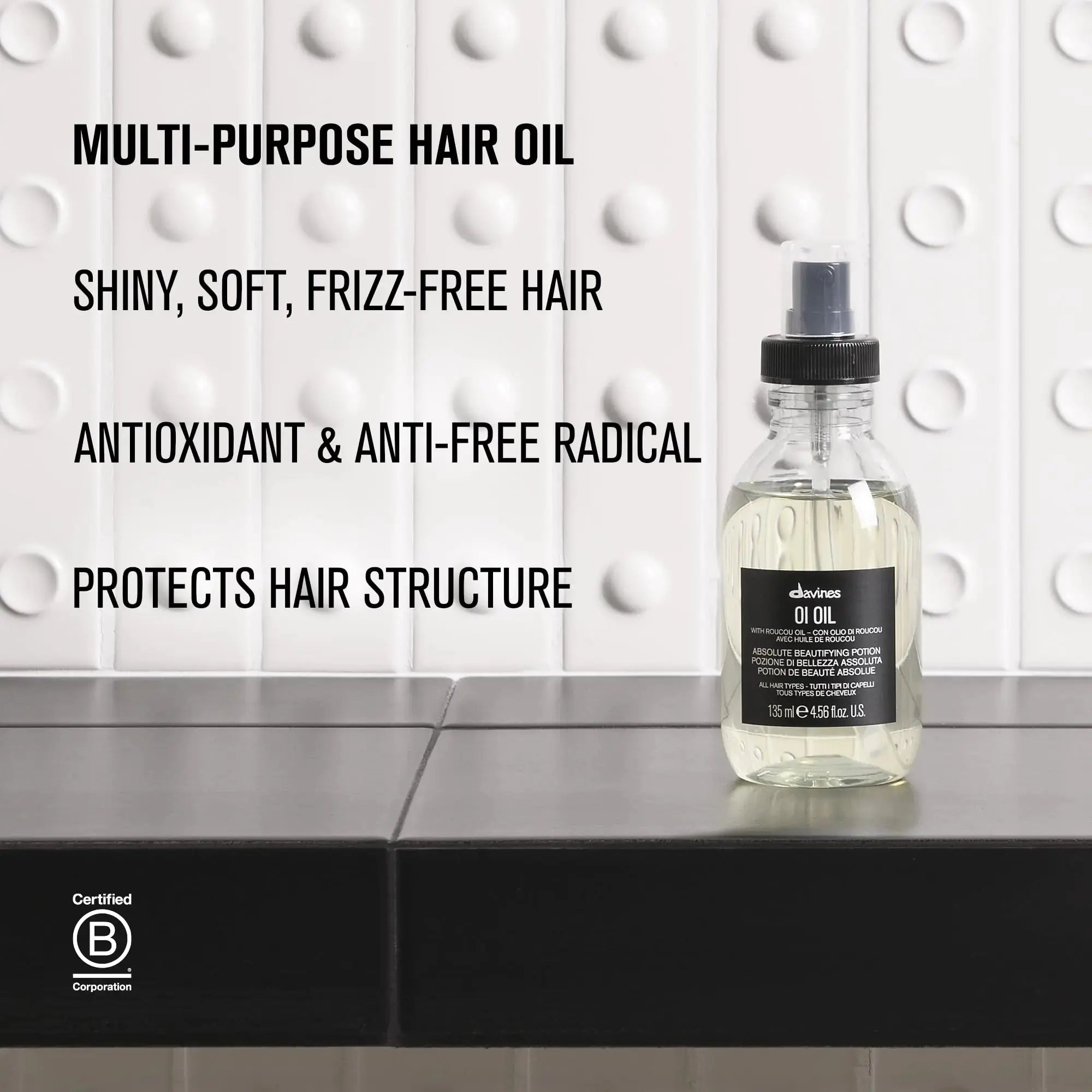 Davines OI Oil | Weightless Hair Oil Perfect for Dry Hair, Coarse & Curly Hair Types | Conrol Frizz - Vivareflex Online