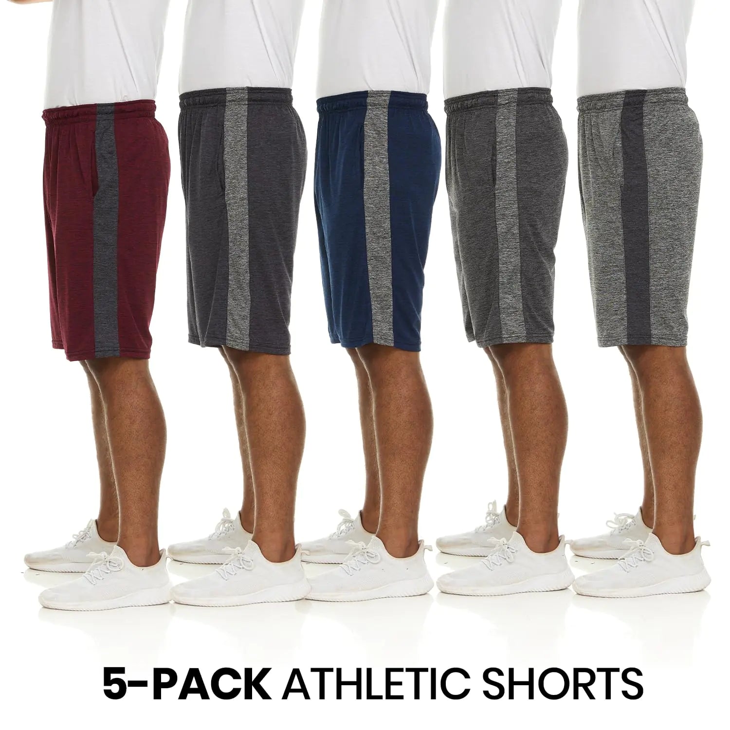 Paquete de 5: pantalones cortos deportivos de rendimiento activo resistentes al sudor y de secado rápido para hombre, talla 3XL, paquete de 5/conjunto B 