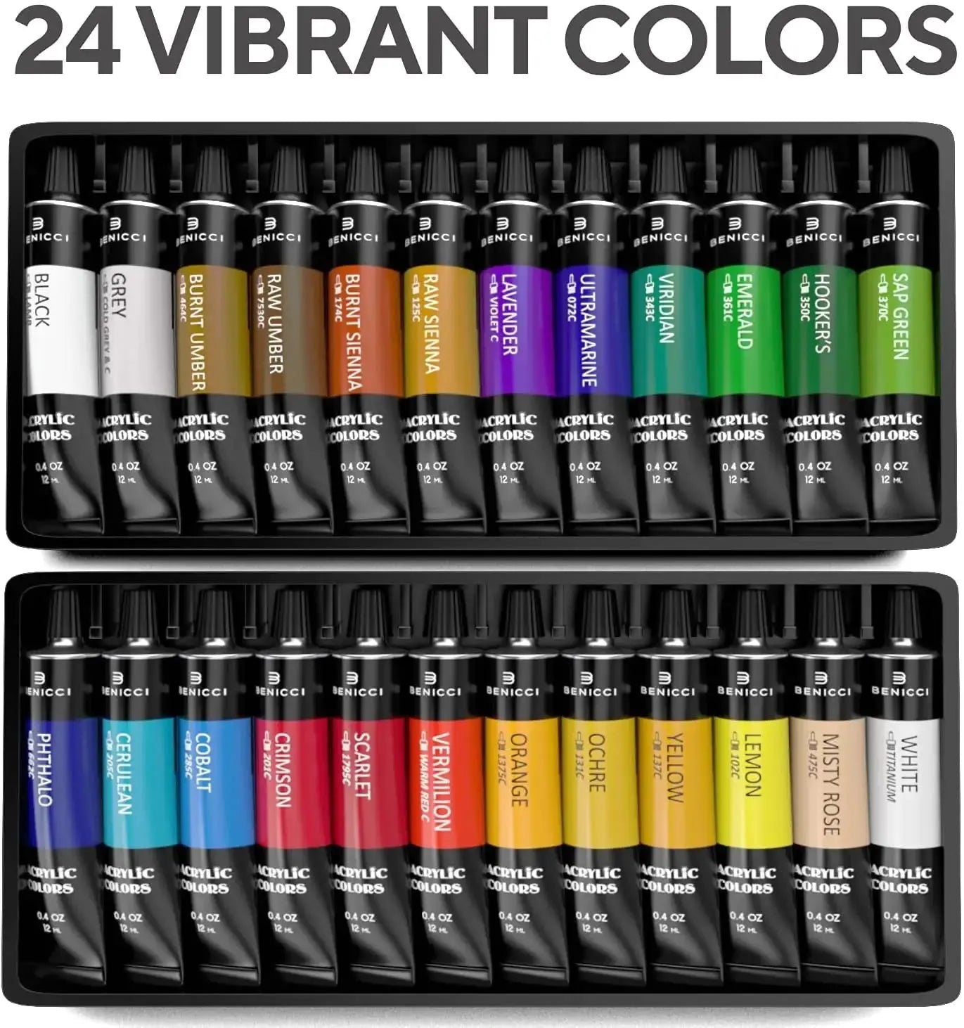 Deluxe Artistry Acrylic Paint Kit - 24 Vivid Colors & 12 Brushes with Extras Vivareflex Online