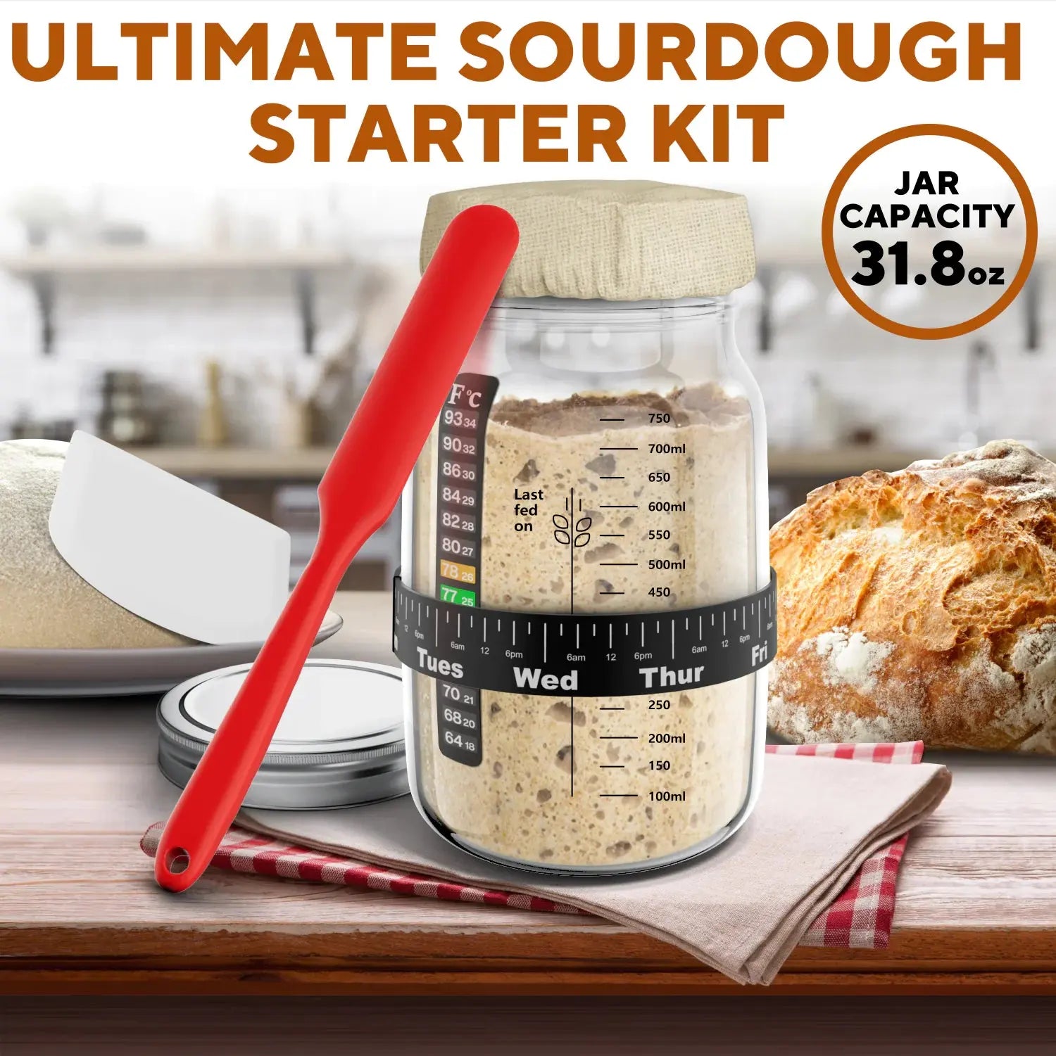 Deluxe Sourdough Starter Set 31.8 oz - Complete Bread Making Kit Vivareflex Online