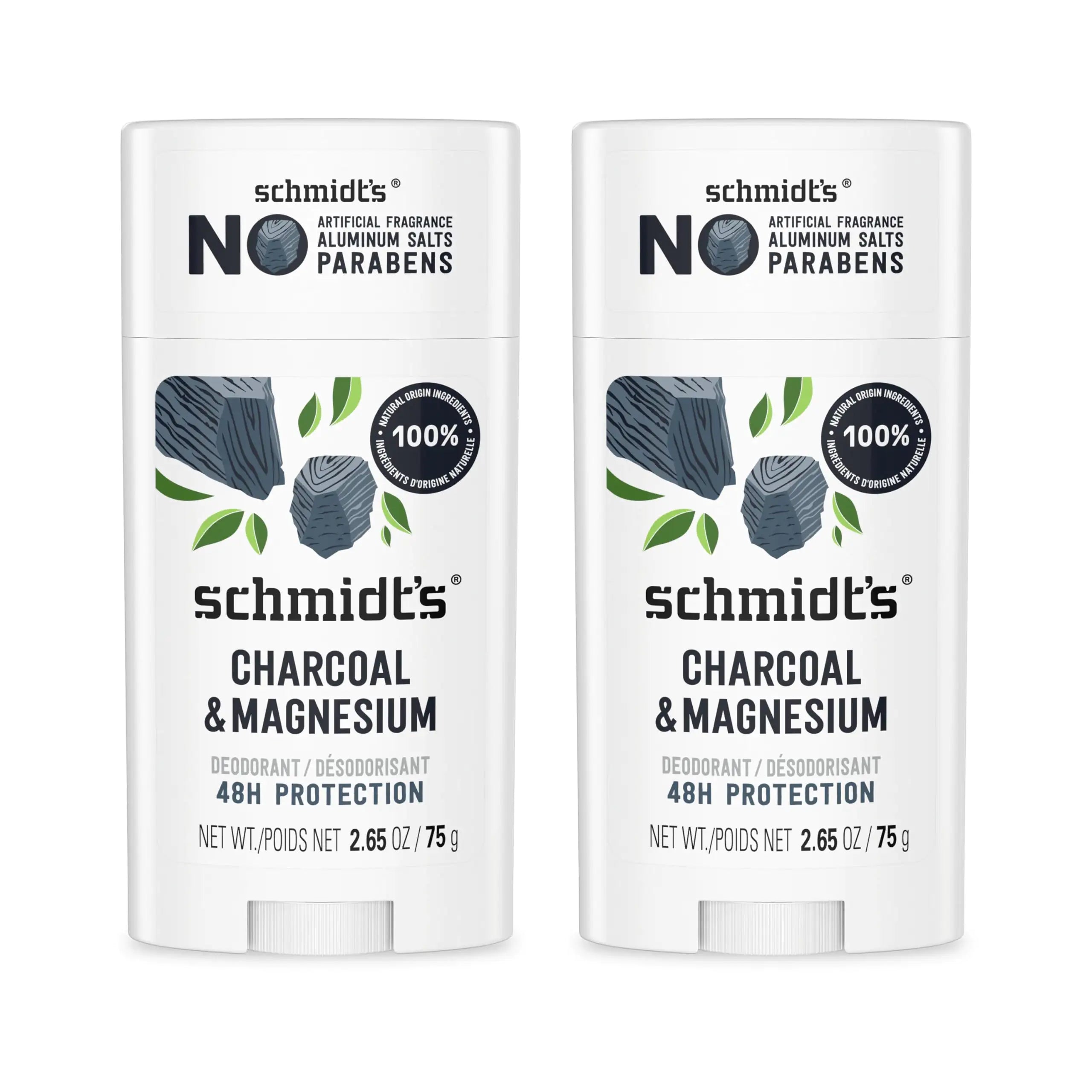 Schmidt’s Charcoal & Magnesium Aluminum-Free Vegan Deodorant - 2 Count - Vivareflex Online