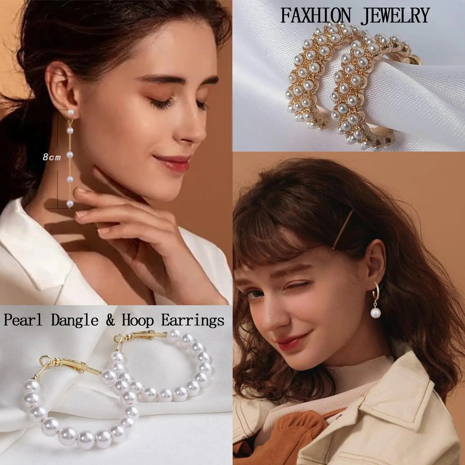 42 Pairs Gold Hoop Earrings Set for Women, Fashion Chunky Pearl Earrings Multipack - Vivareflex Online