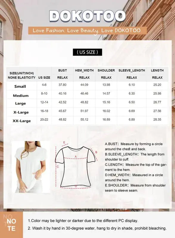 Dokotoo Women's Casual Round Neck Basic Pleated Top | Vivareflex Online