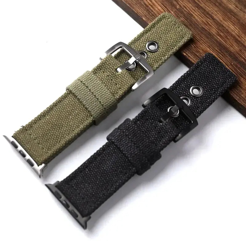 Double-Layer Canvas Water Resistant For Apple Watch 8/7/Ultra Watch Strap 49MM 45 44 Thicker Men Bracelet Vivareflex Online
