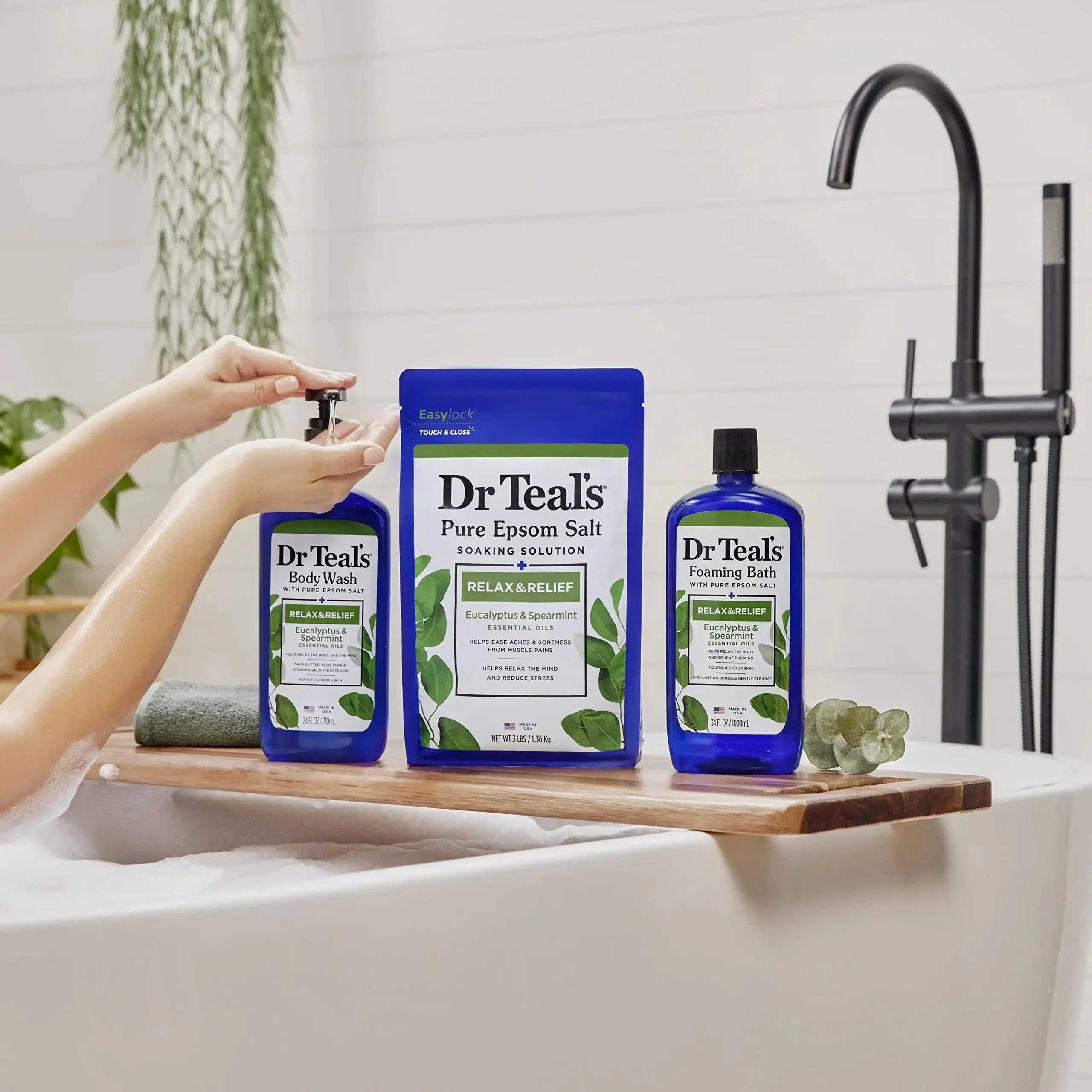 Dr Teal's Foaming Bath with Pure Epsom Salt, Relax & Relief with Eucalyptus & Spearmint - Vivareflex Online