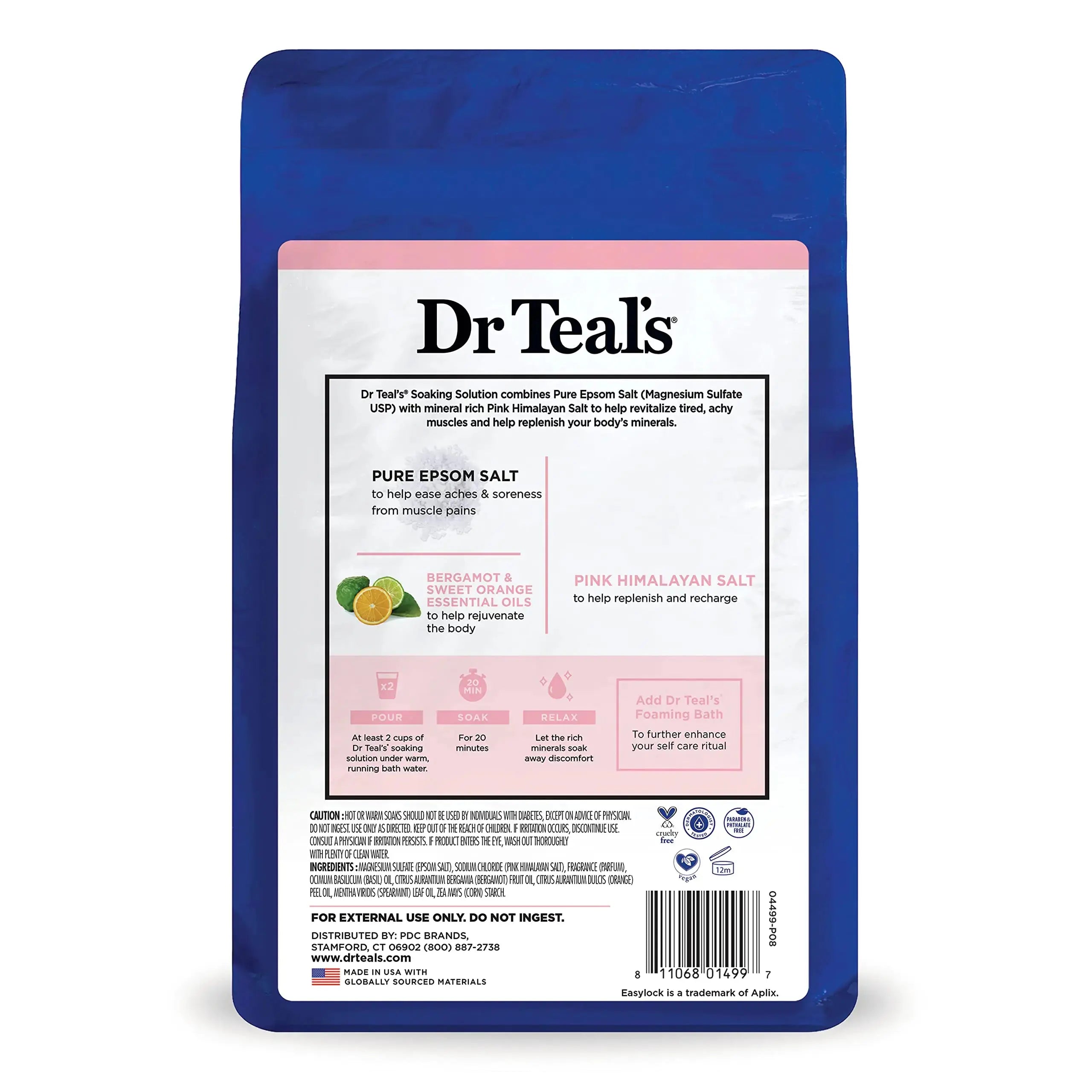 Dr Teal's Salt Soak with Pure Epsom Salt, Restore & Replenish with Pink Himalayan Mineral, 3 lbs - Vivareflex Online