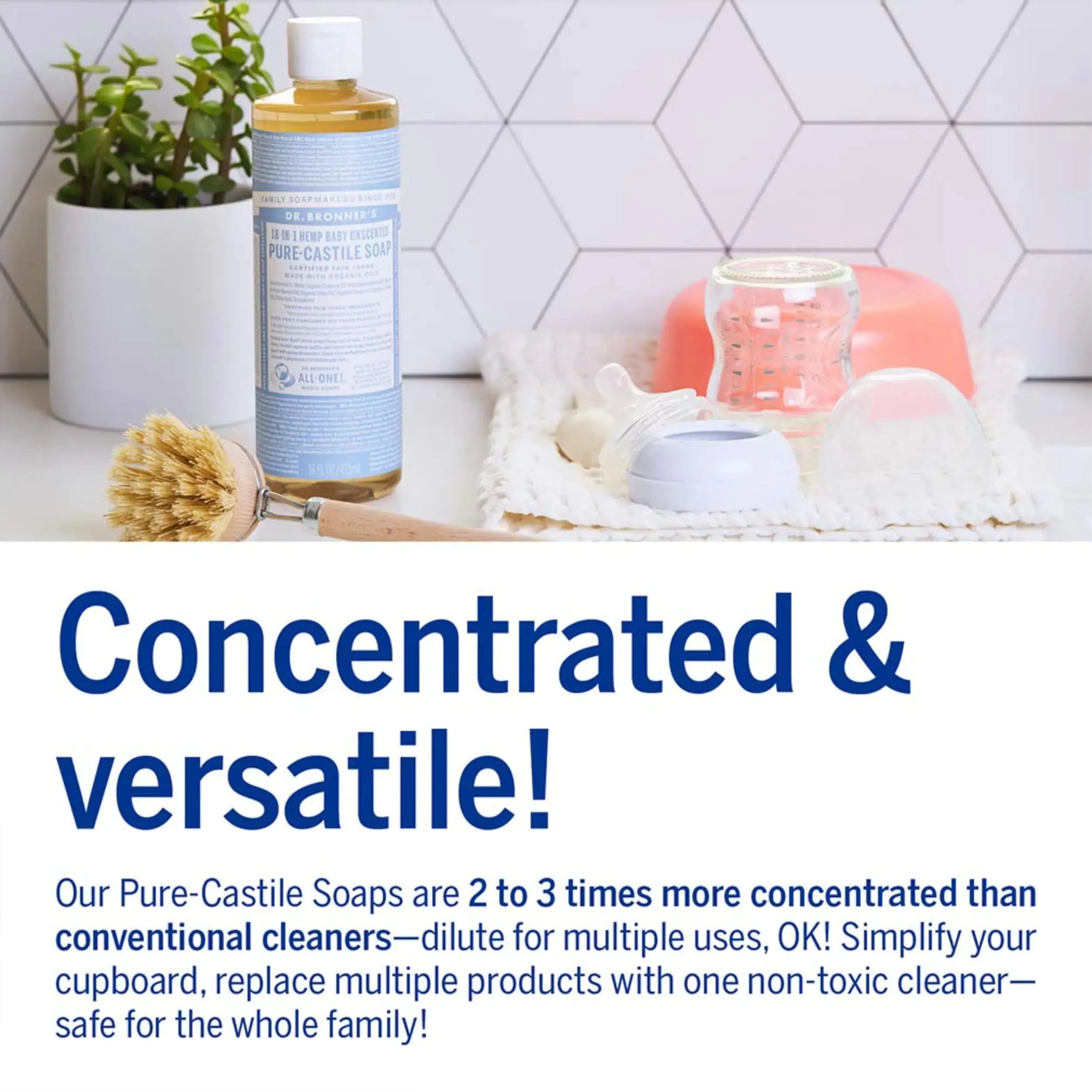 Dr. Bronner’s Pure-Castile Liquid Soap - Baby Unscented (16 oz) | Organic, Multi-Purpose, Gentle for Sensitive Skin - Vivareflex Online