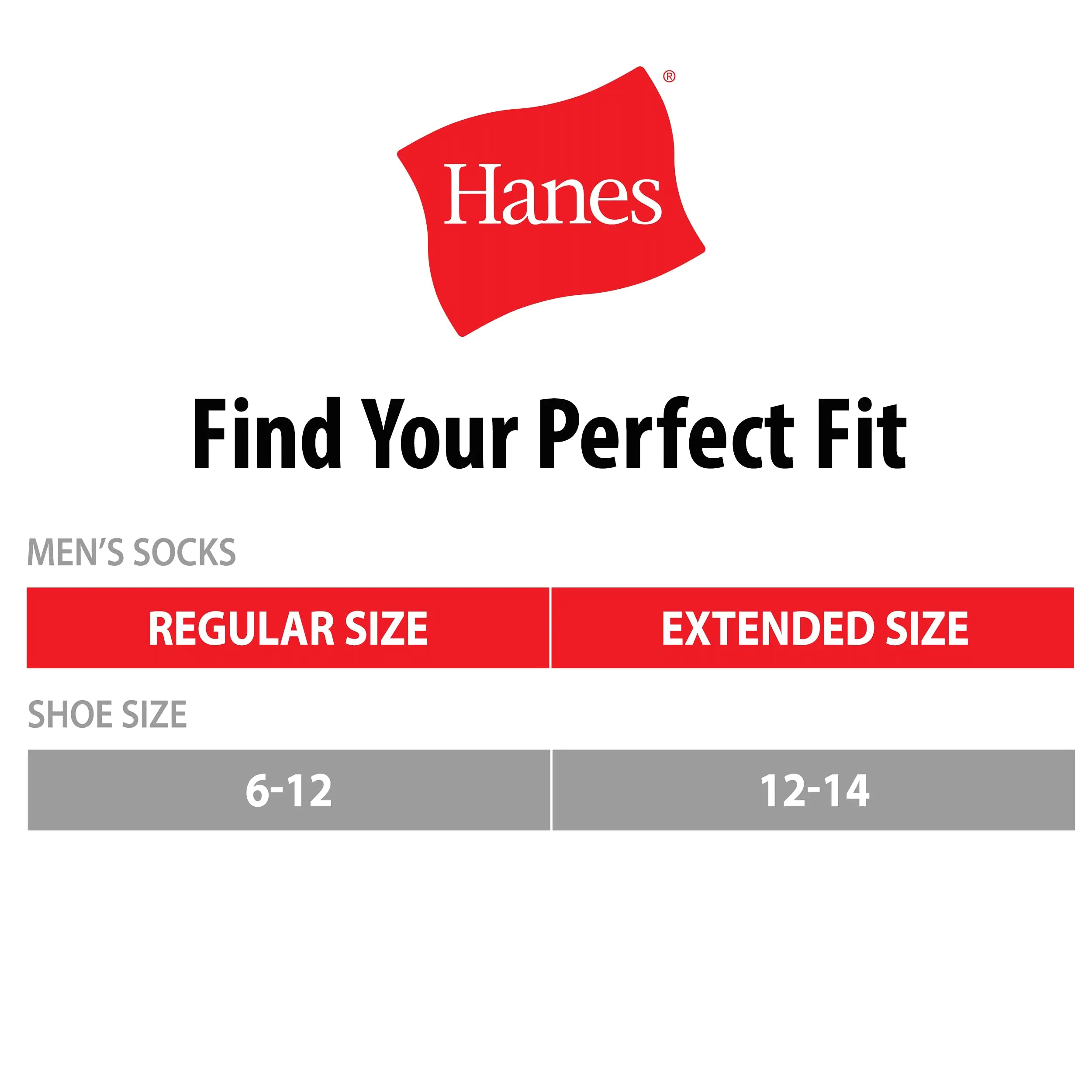 Hanes Men's Work Socks, 6-Pack 6-12 Black